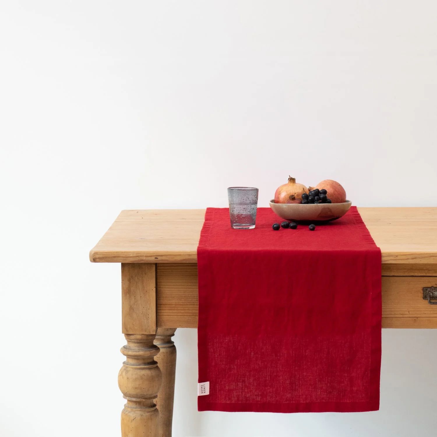 Chemin de table 100% lin en ROUGE POIRE 40X150