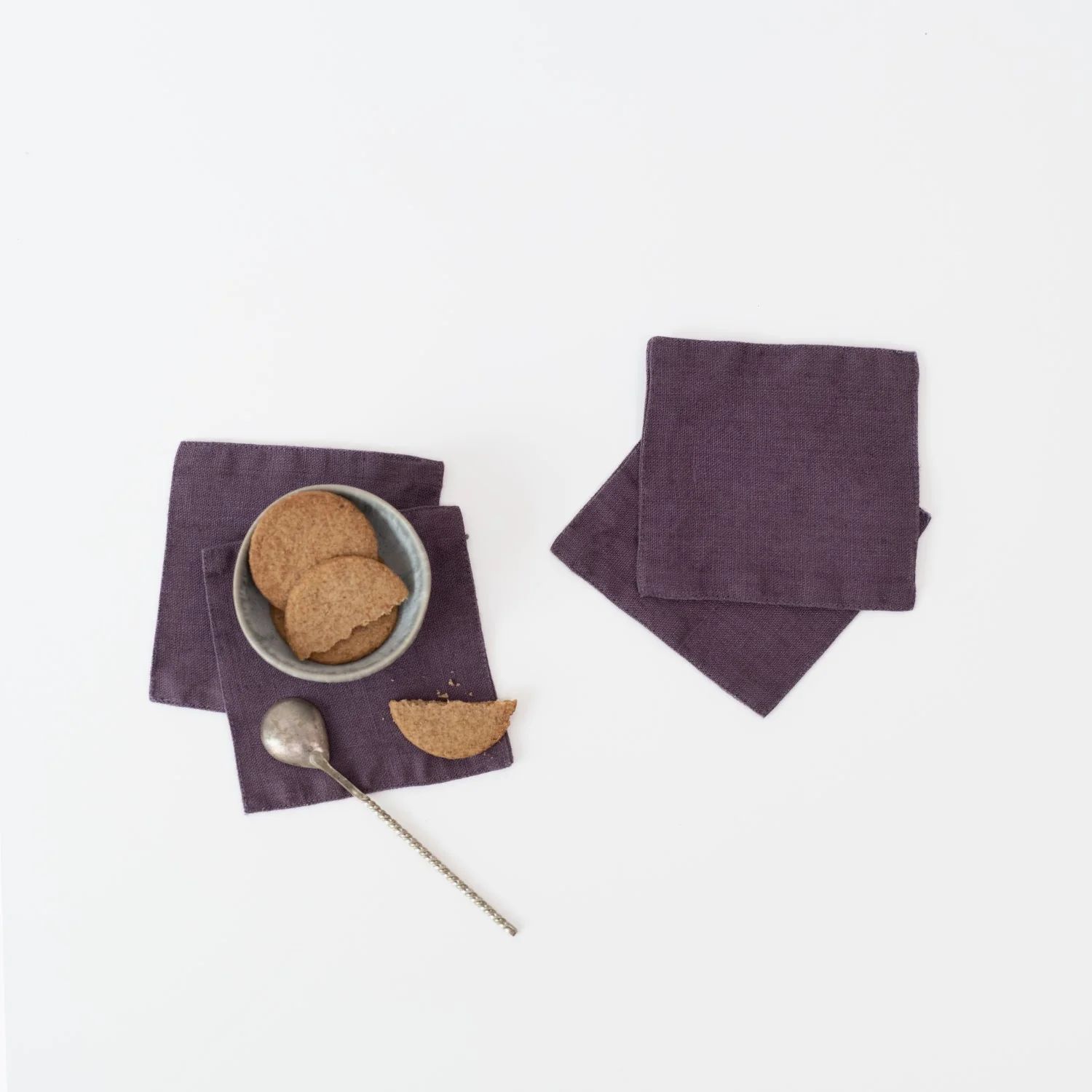 Ensemble de sous-verres 100% lin en mauve Montana (4) 4&quot;x4&quot;