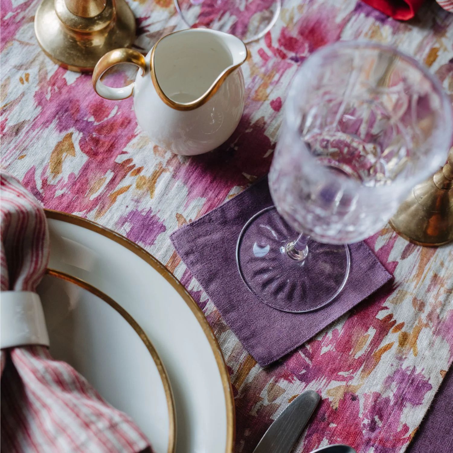 Ensemble de sous-verres 100% lin en mauve Montana (4) 4&quot;x4&quot;