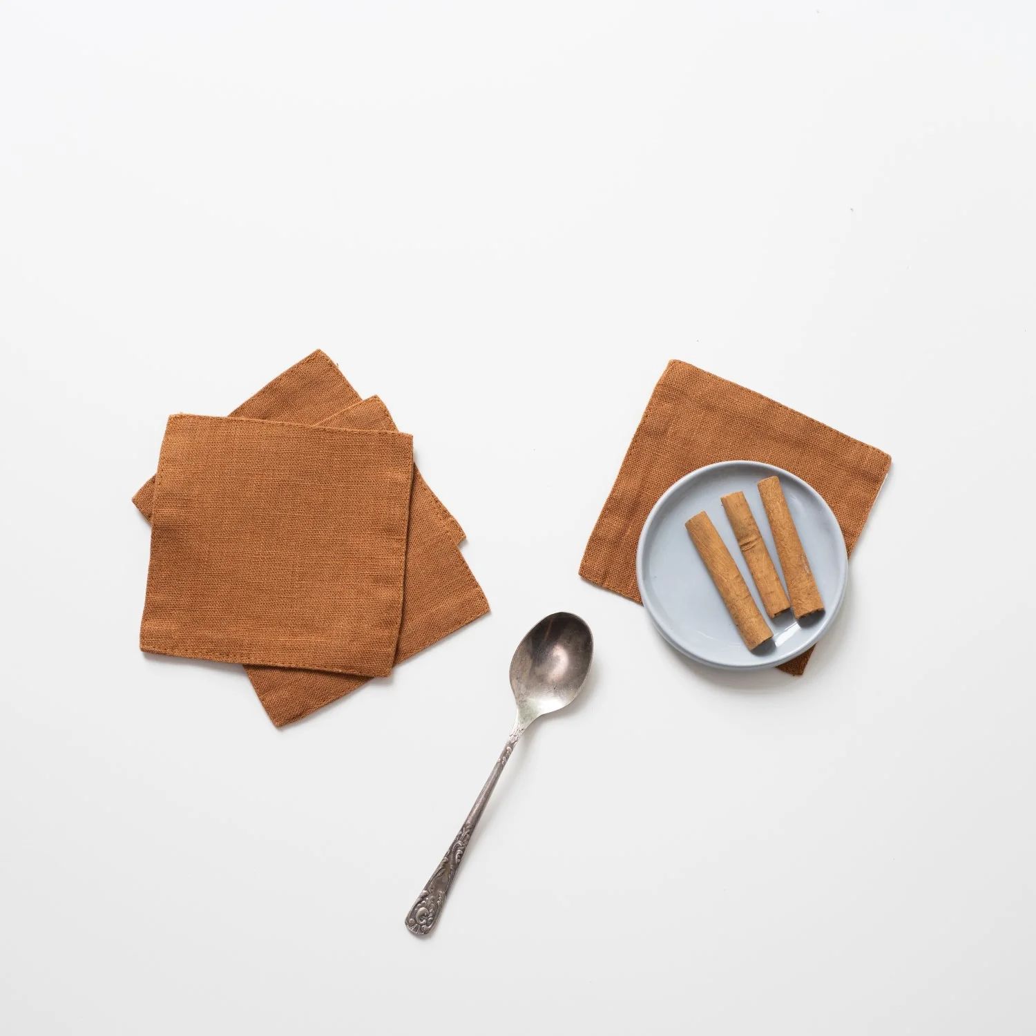 Ensemble de sous-verres 100% lin en noisette 6&quot; X 6&quot;
