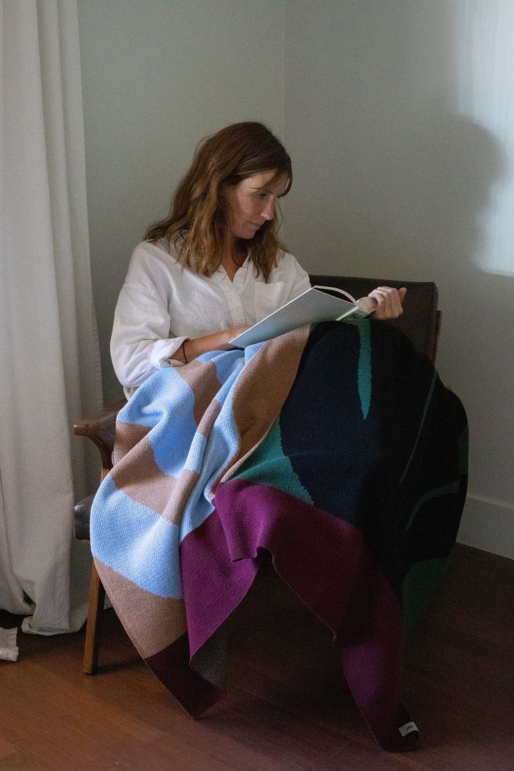 Couverture en tricot qualité supérieure LOCH 50 x 60 100% récyclé art original Michael Upton