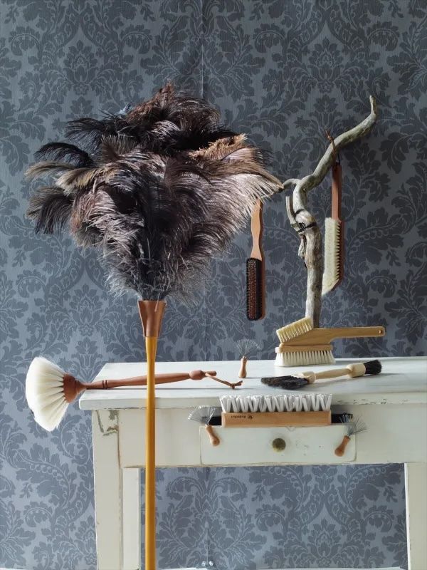 Plumeau en plumes d&#39;autruche avec gaine de cuir, manche luxueux, large sommet de 110cm