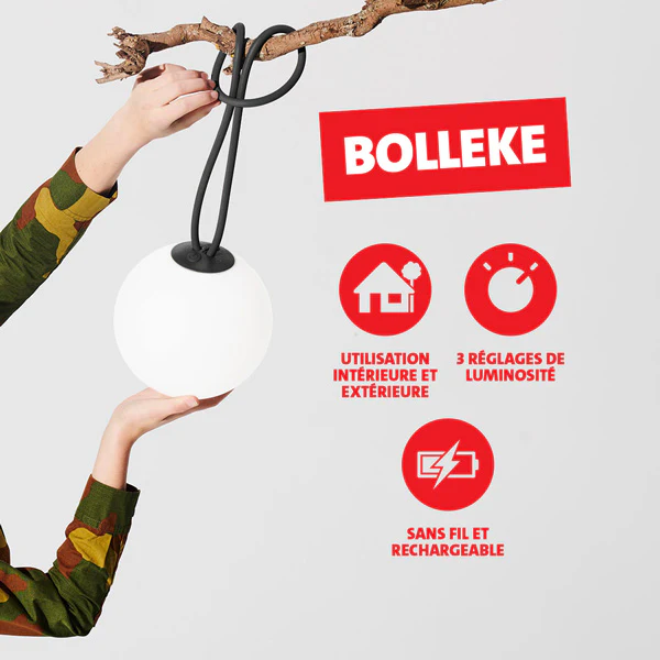 Bolleke ROUGE à 3 intensités avec  cable pour recharge