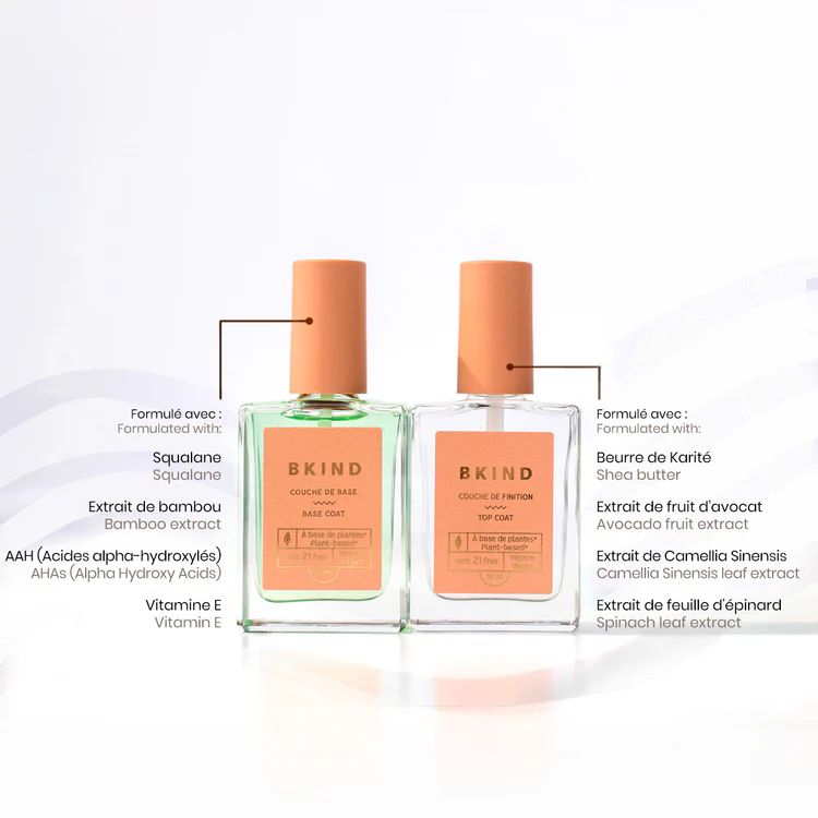 Coffret manicure - Couches de base et de finition végane, base de plantes, non-toxiques 21-FREE