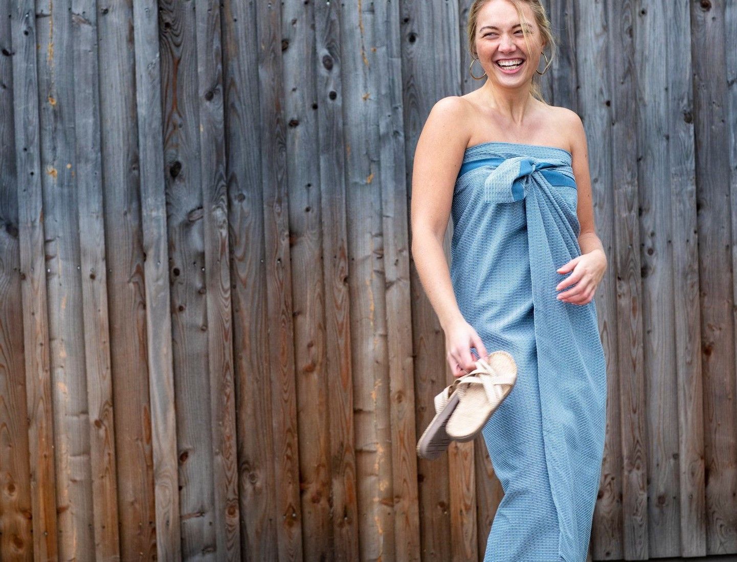 Serviette SPA en bleu pierre UNISEXE en coton bio