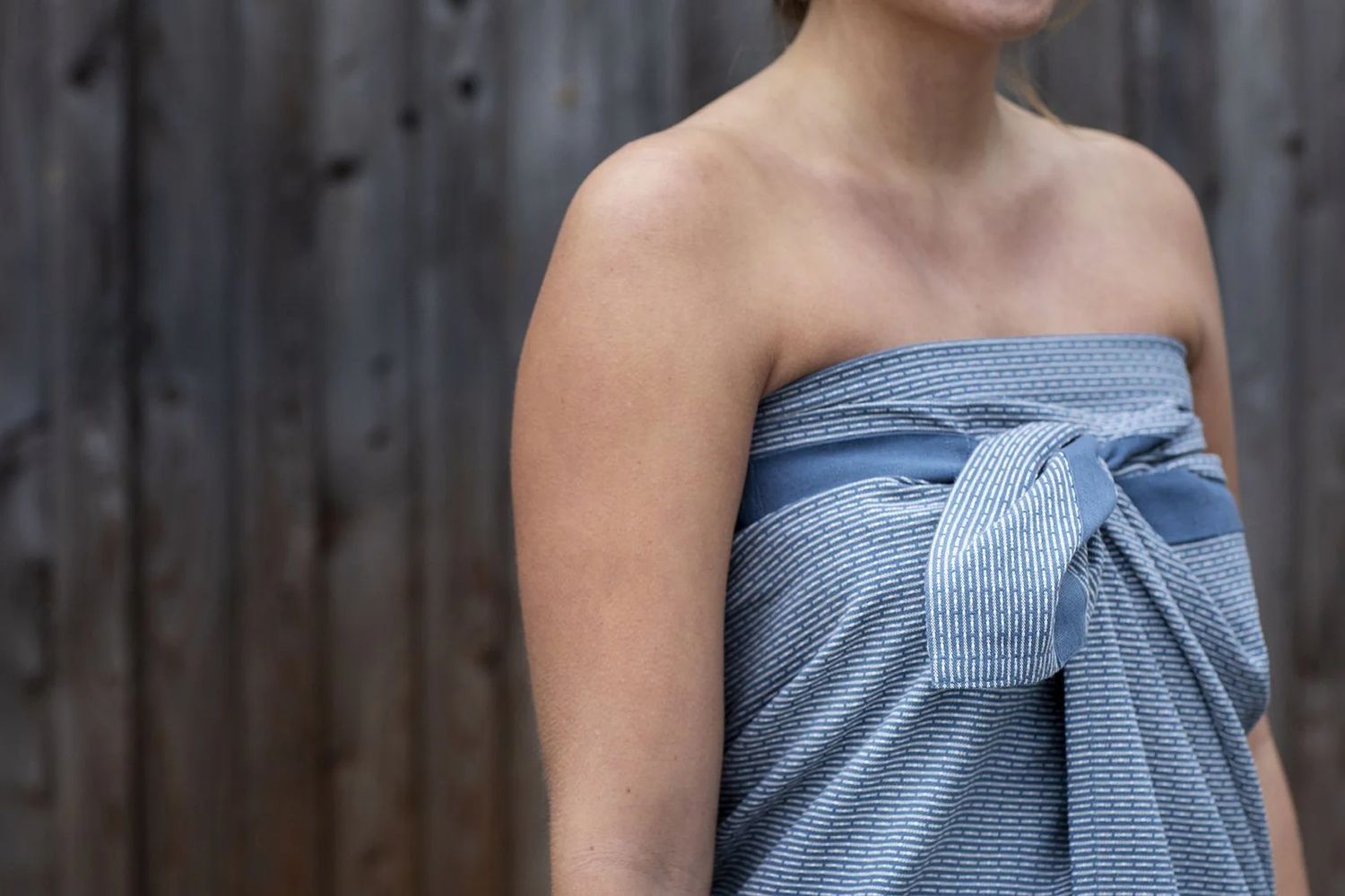 Serviette SPA en bleu pierre UNISEXE en coton bio