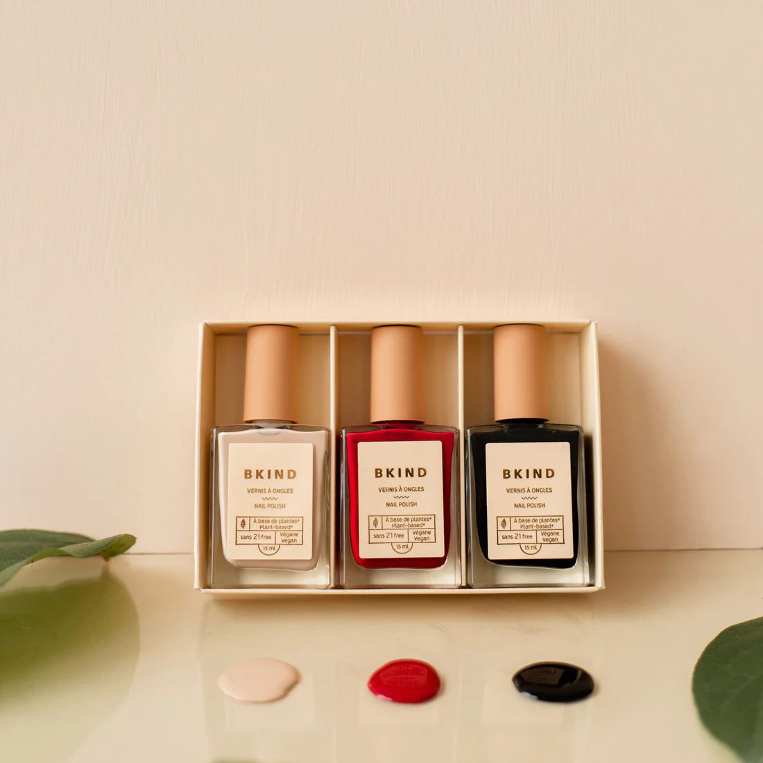 Coffret de vernis à ongles véganes non-toxiques qualité professionnelle (Qc) trio