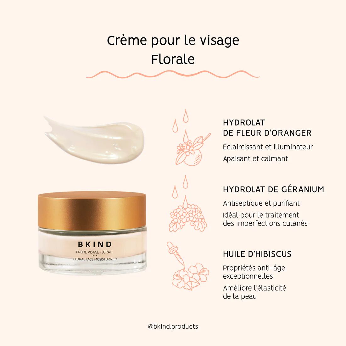 Crème FLORAL ingrédients naturels Toutes les peaux + sèches, sensibles ou matures (Qc)