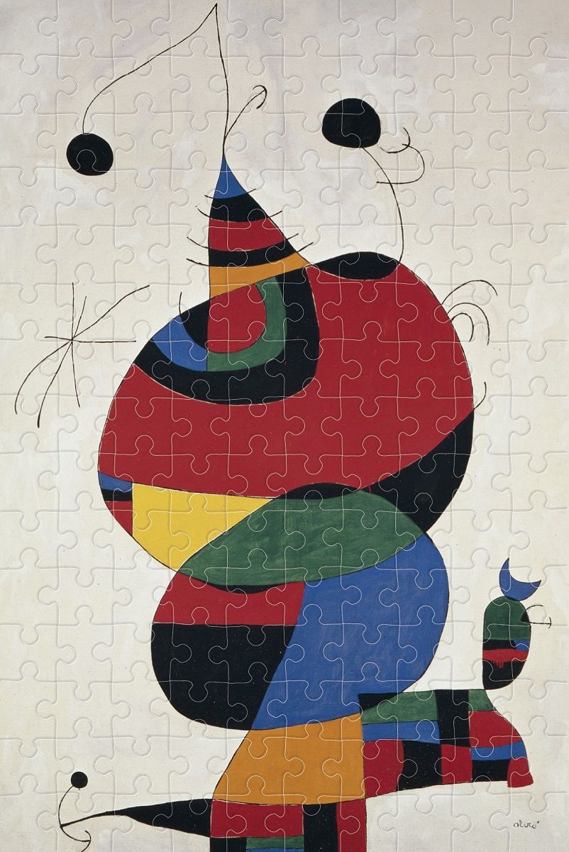 Micropuzzle : Femme, oiseau, par Miró