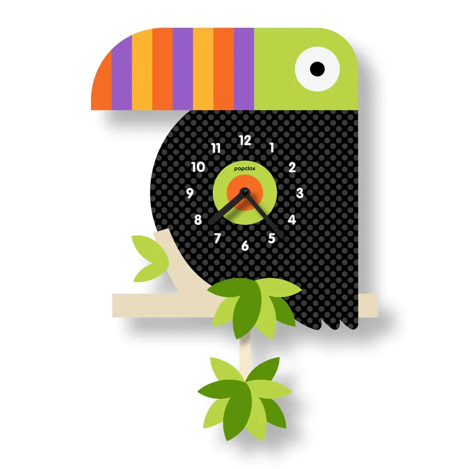 Horloge 3D à pendule quartz fait main bouleau - TOUCAN