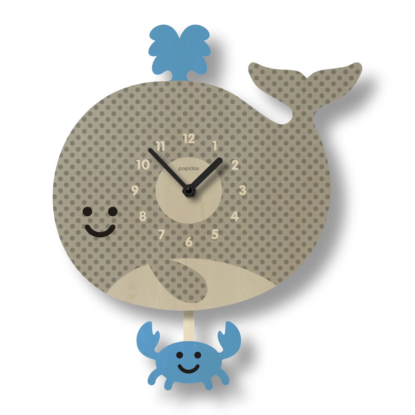 Horloge 3D à pendule quartz fait main bouleau - BALEINE