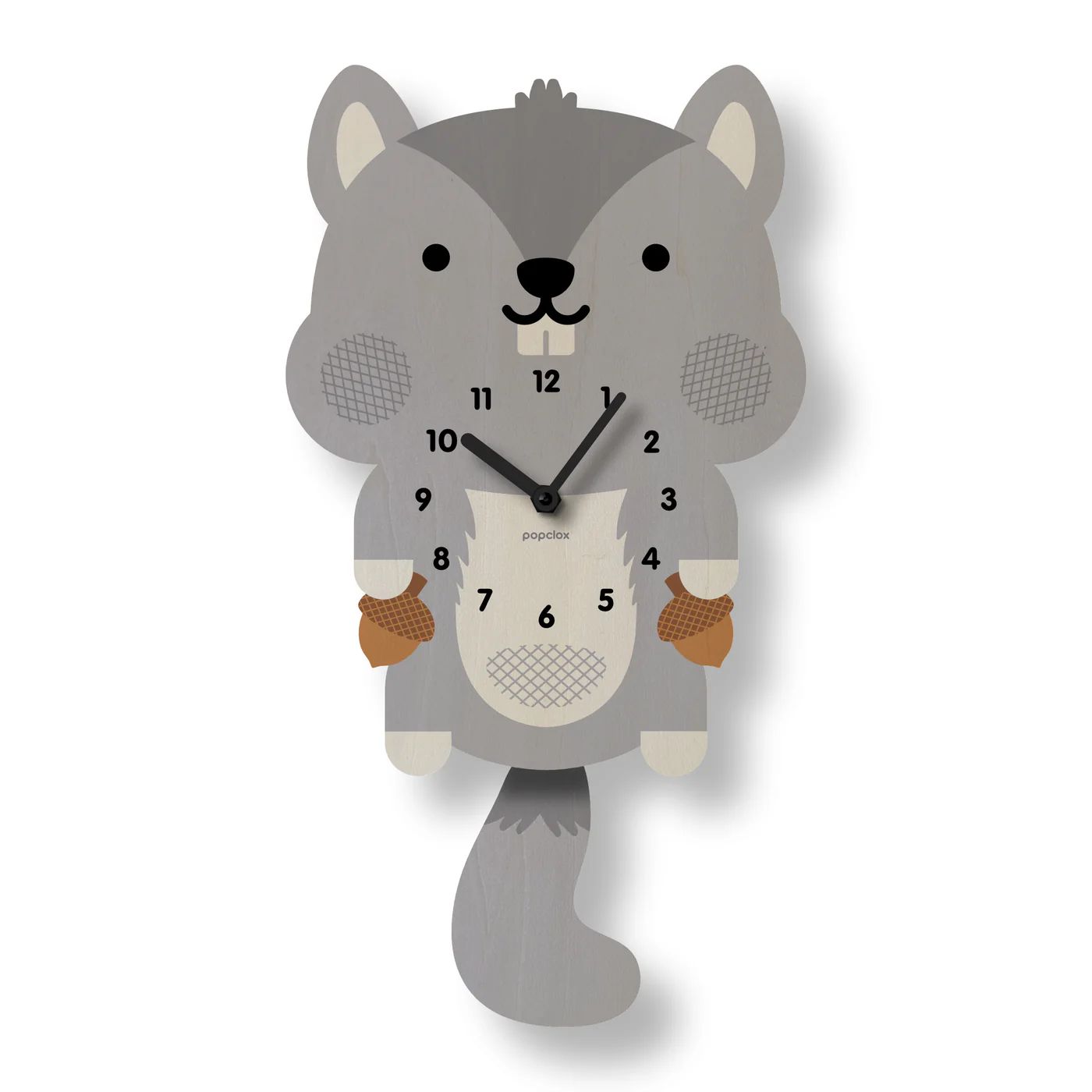 Horloge 3D à pendule quartz fait main bouleau - ÉCUREUIL