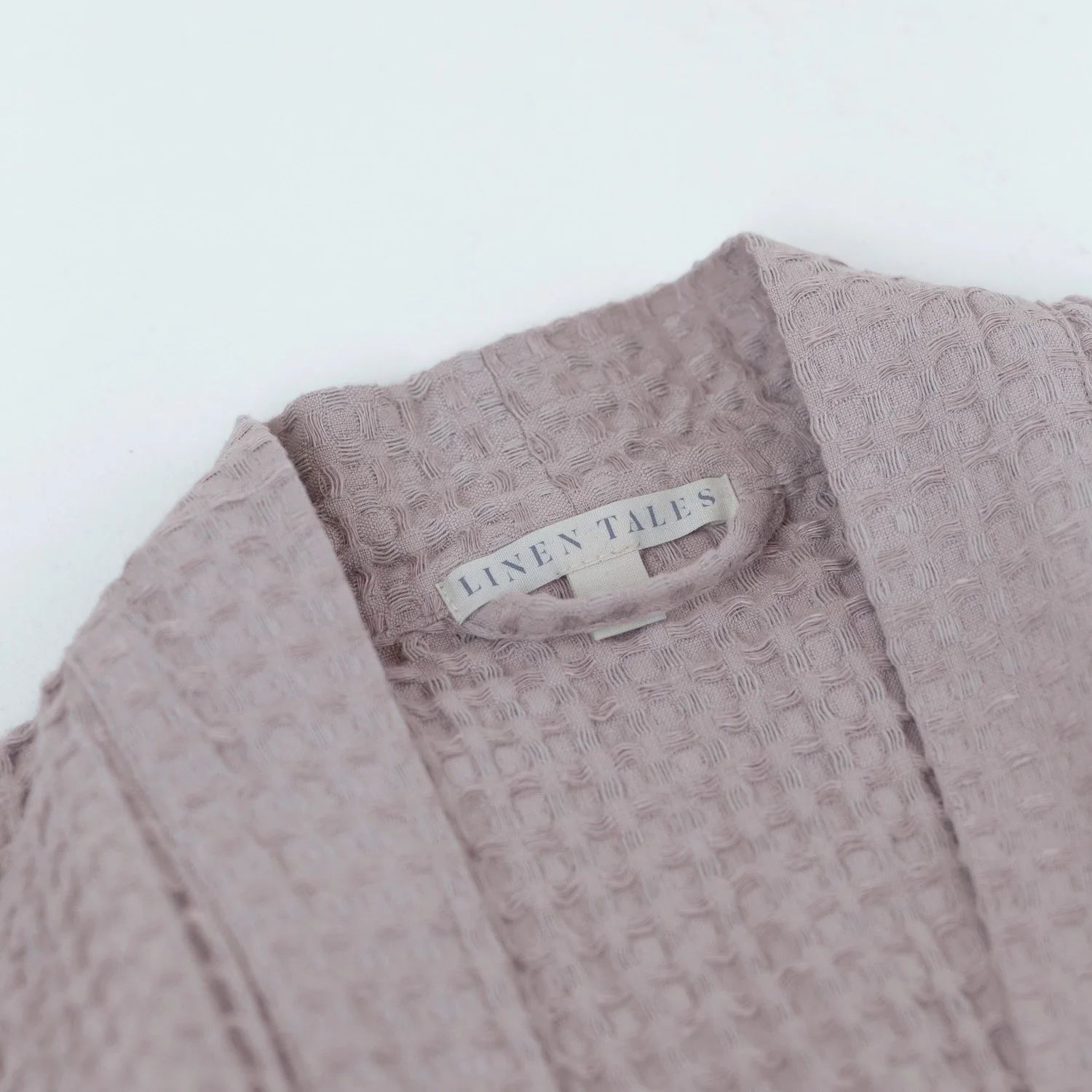Robe de chambre gaufrée lin coton ROSE POUDRE PETITE-MÉDIUM
