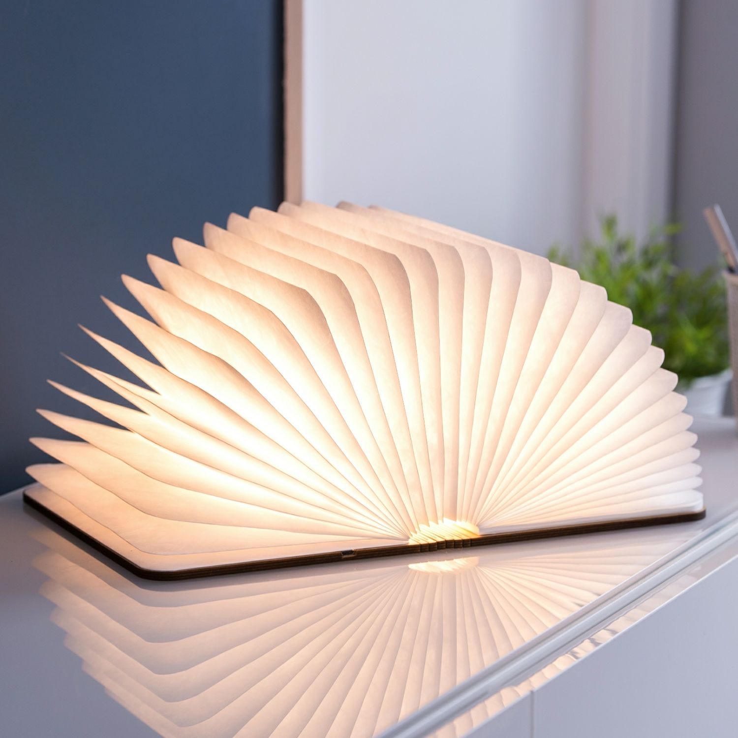 Lampe livre en bois - grande