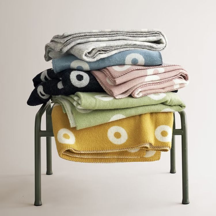 Couverture enfant en laine premium ANNEAUX VERTS 90 x 65 cm