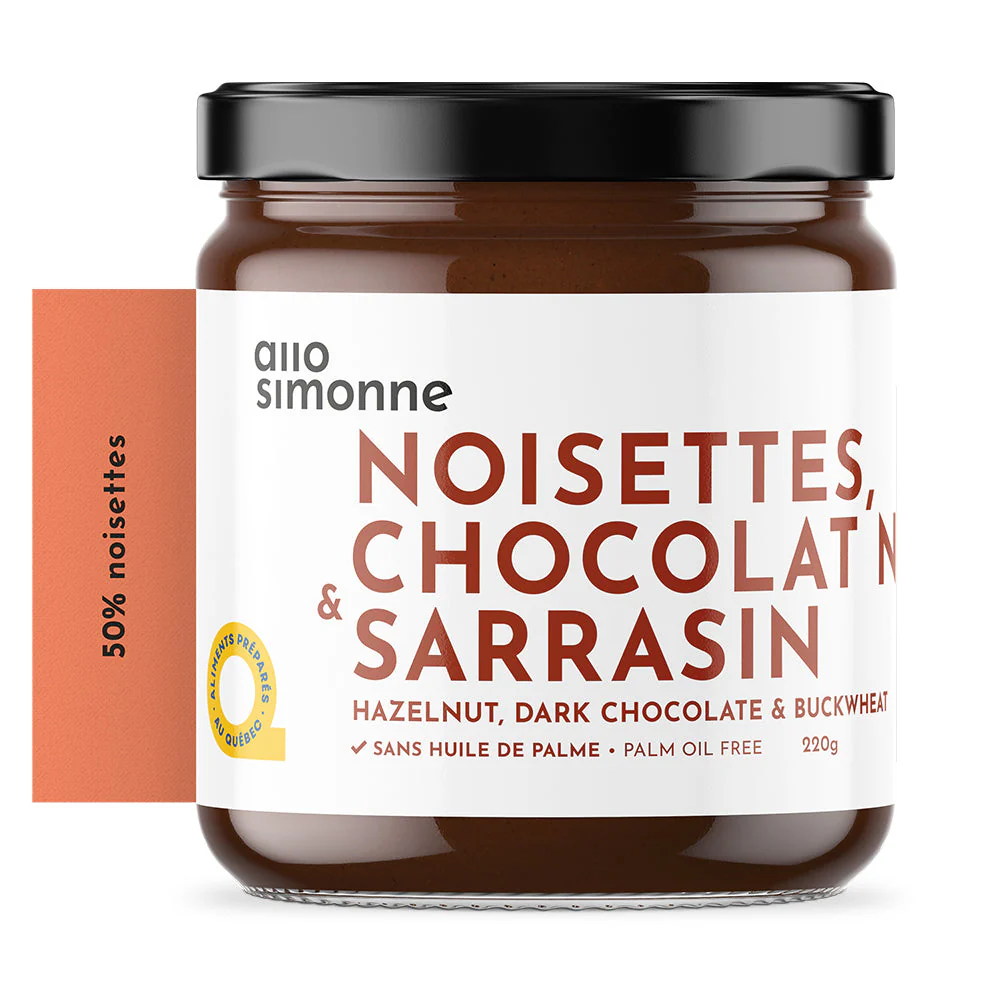 Tartinade Noisettes, Chocolat Noir &amp; Sarrasin 220g (Qc)