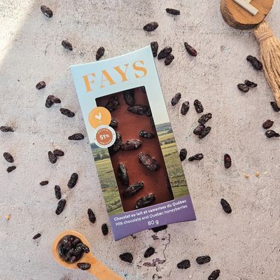 Tablette de chocolat au lait 51% aux camerises (beantobar) (Qc)