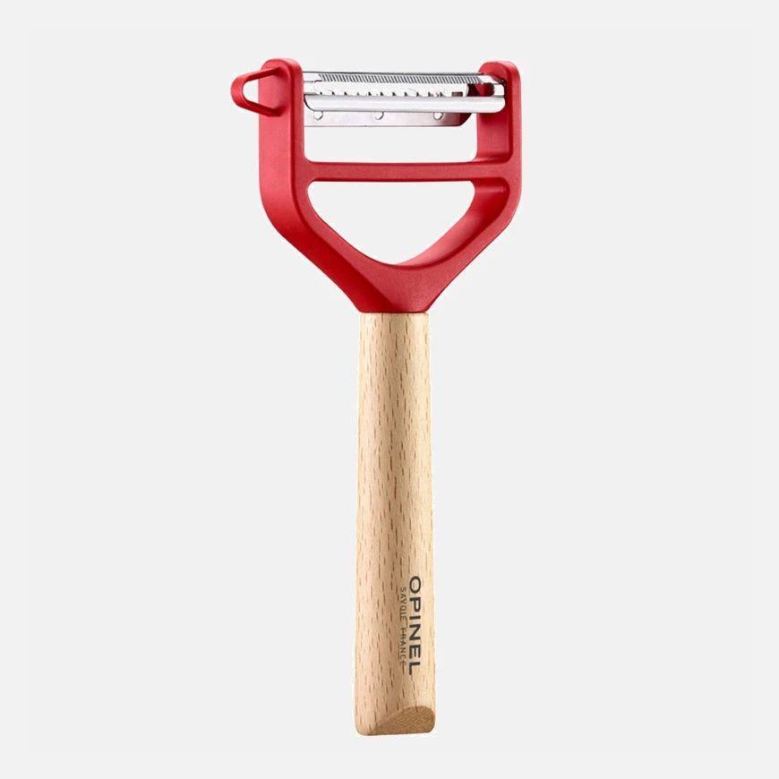 Eplucheur T DUO bois et rouge pour droitiers + gauchers