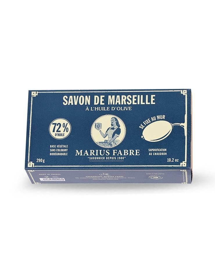 Ensemble Savon de Marseille et support en laiton brut à fixer au mur (Fr)