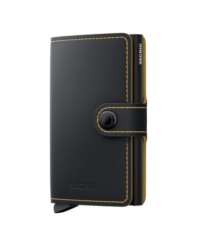 Secrid - Portefeuille en CUIR MAT RFID Miniwallet 3 ans de garantie* (NL, UE), Couleur: Noir et Ocre