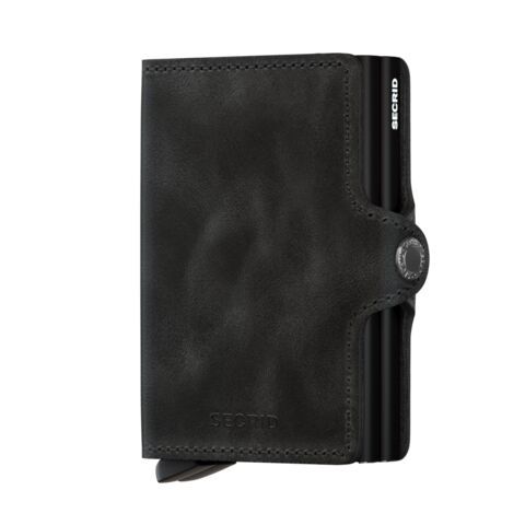 Secrid - Portefeuille double en CUIR VINTAGE RFID Twinwallet 3 ans de garantie* (NL, UE), Couleur: Noir