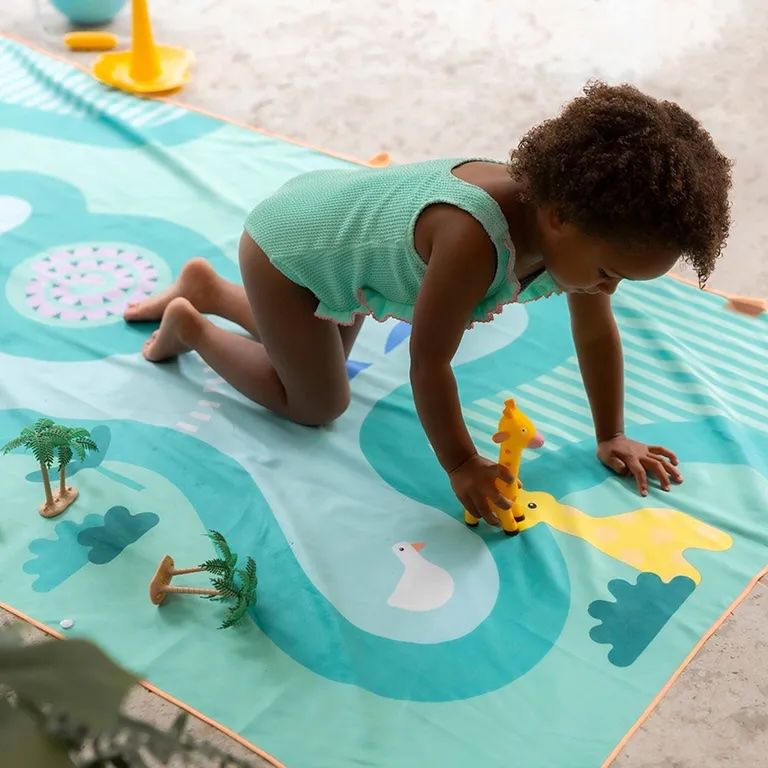 SAFARI ou CIRCUIT - serviette de picnic | plage séche-rapide avec boucle (180 x 180 cm)