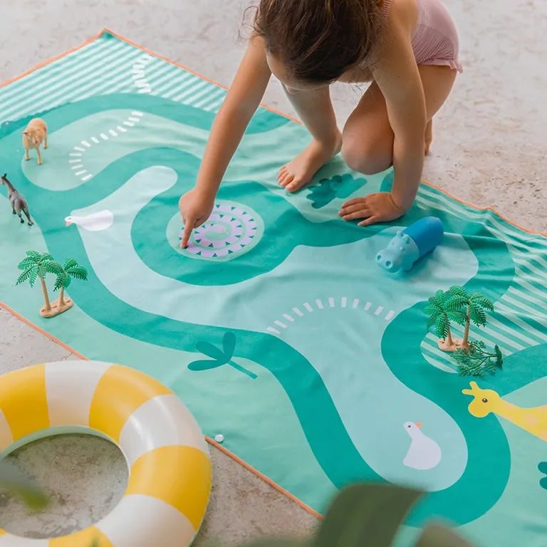 SAFARI ou CIRCUIT - serviette de picnic | plage séche-rapide avec boucle (180 x 180 cm)