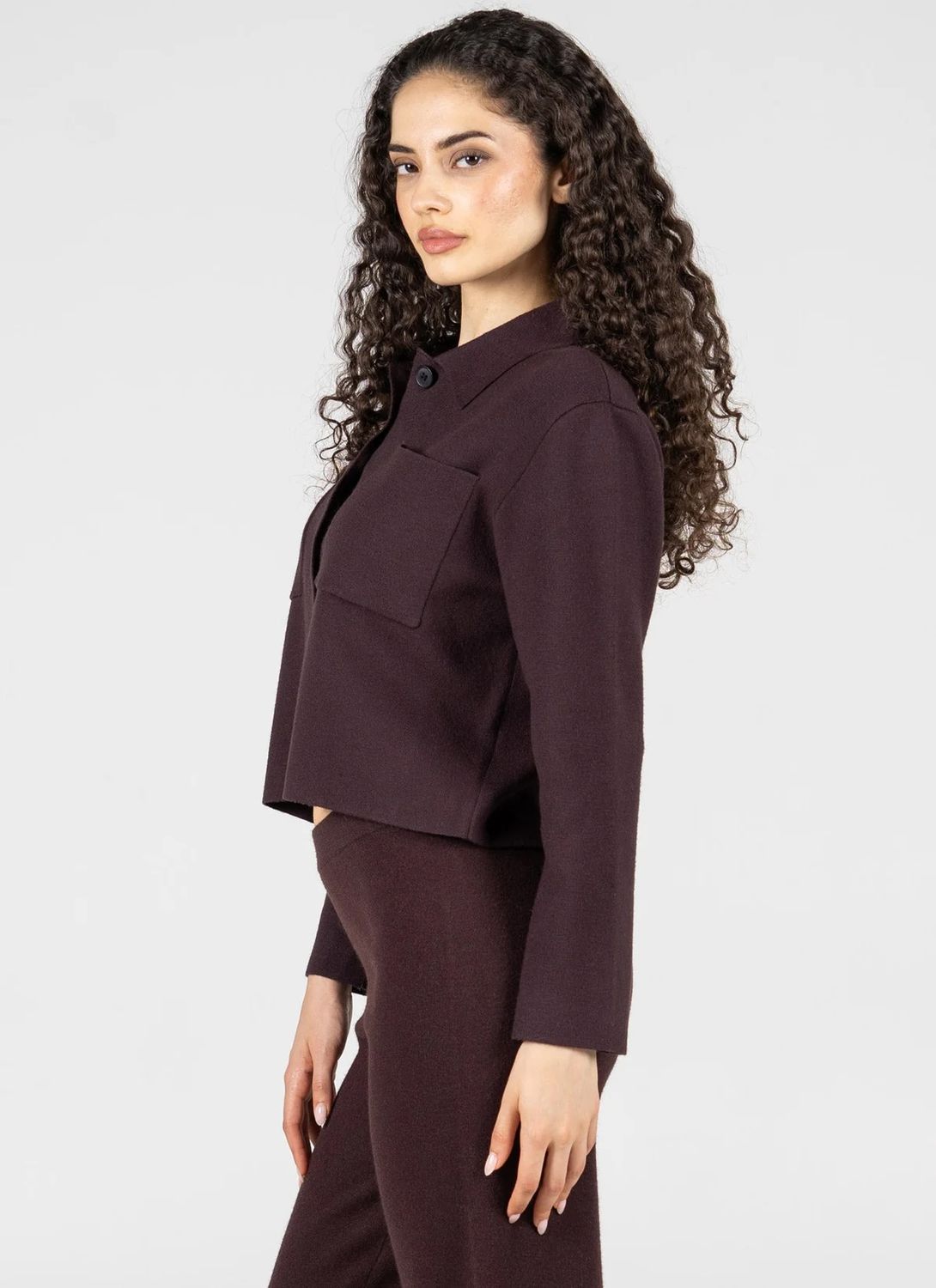 Cardigan court en maille mélangée avec boutons - Espresso - P/S