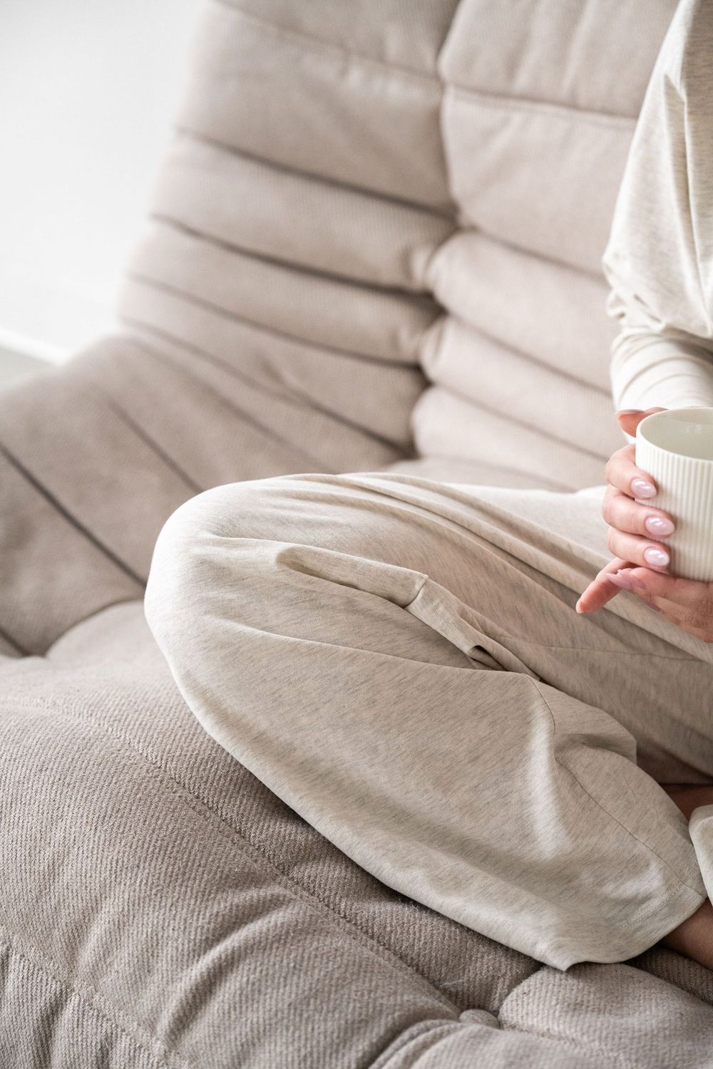 ENSEMBLE confo-chic en coton de qualité supérieure - Manches longues - Avoine - 2 mcx XS à 2XL