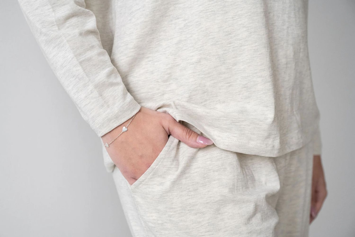 ENSEMBLE confo-chic en coton de qualité supérieure - Manches longues - Avoine - 2 mcx XS à 2XL