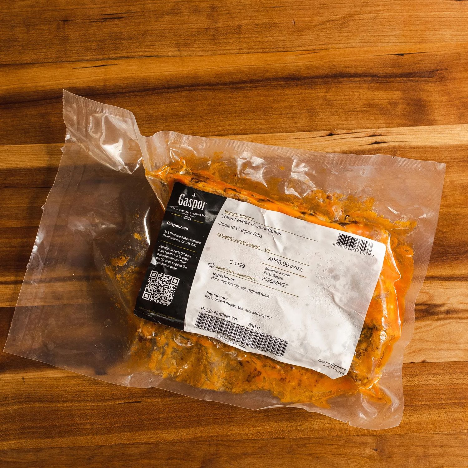 Côtes levées de porcelet Gaspor cuites (Qc)