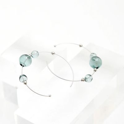 Créoles d'oreilles ECLIPSE - Hoops argent satiné aqua (Cda)