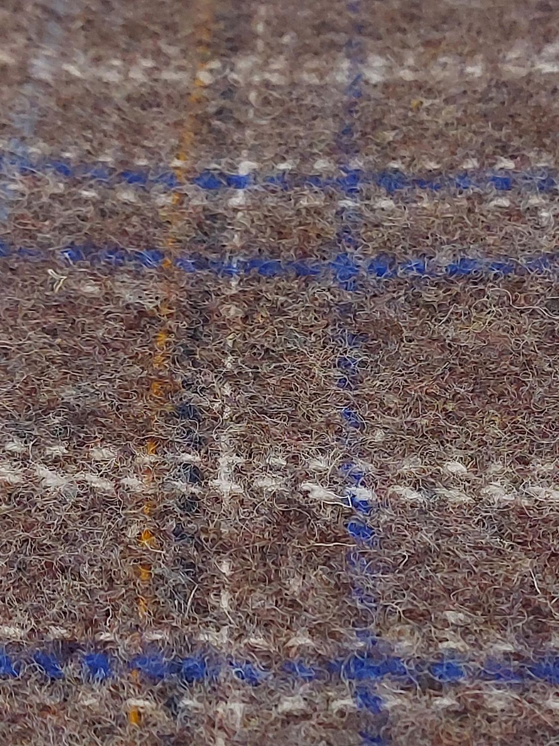 Couverture 100% laine brossée 50% recyclée CARRÉS BLEU BRUN