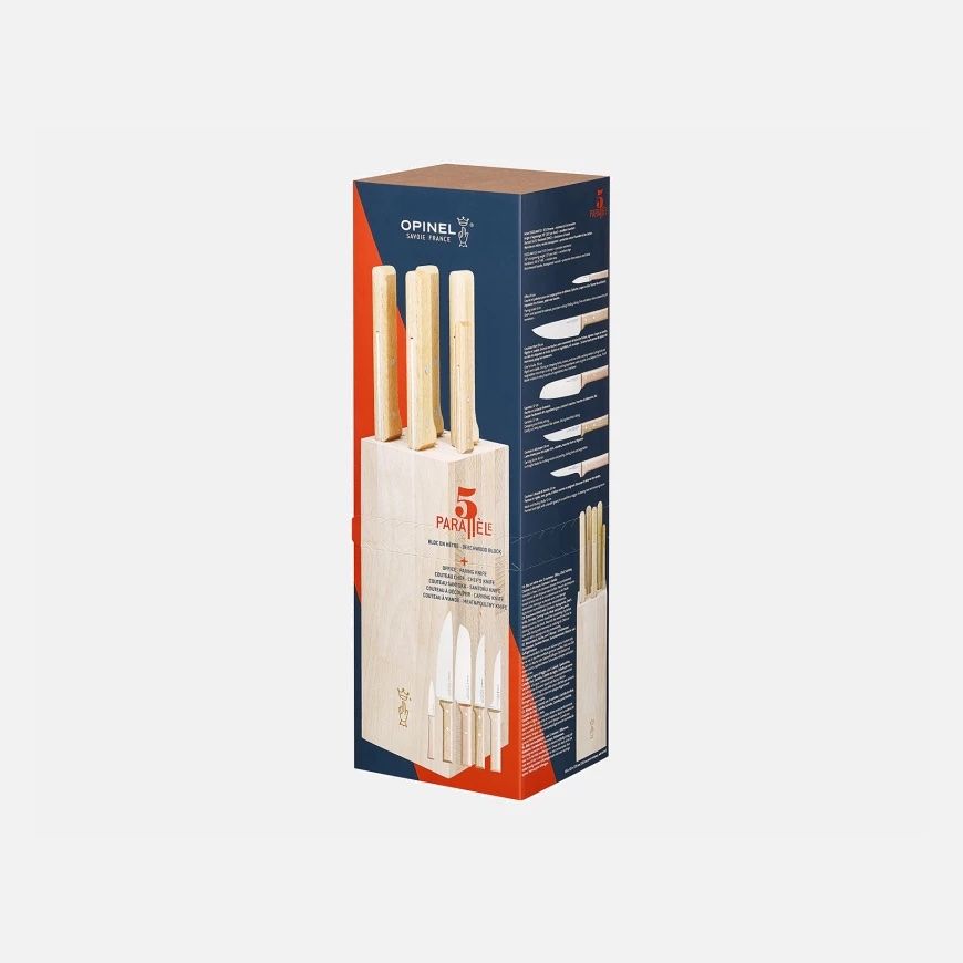 Bloc Parallèle - Ensemble de 5 couteau [Viande, Office, Chef, Santoku, À découper] (Fr)