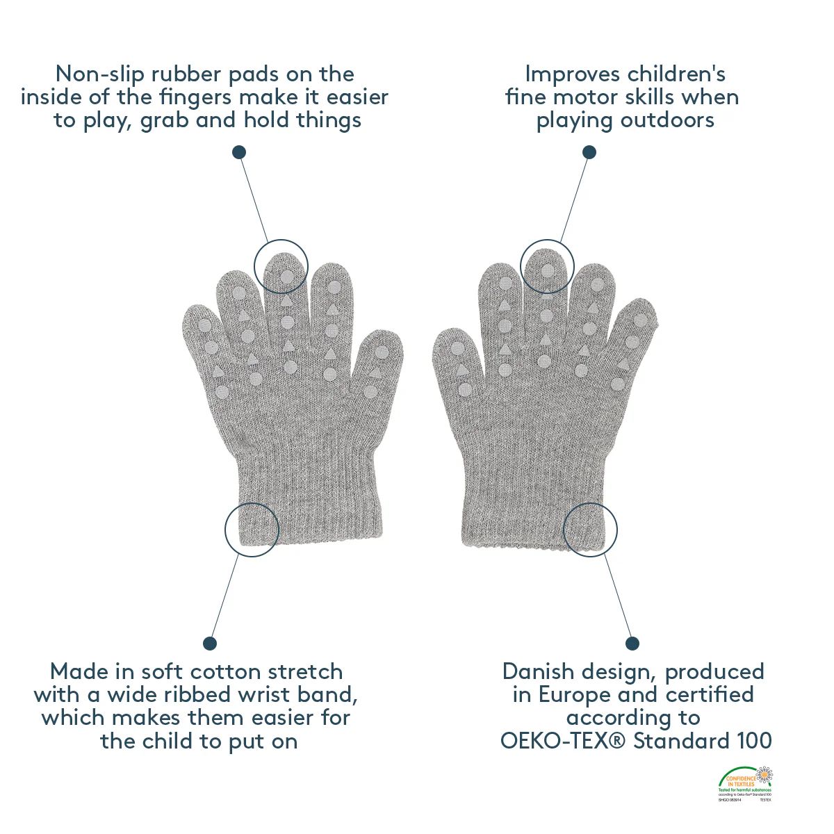 Gants anti-glisse en coton BIO pour bébé