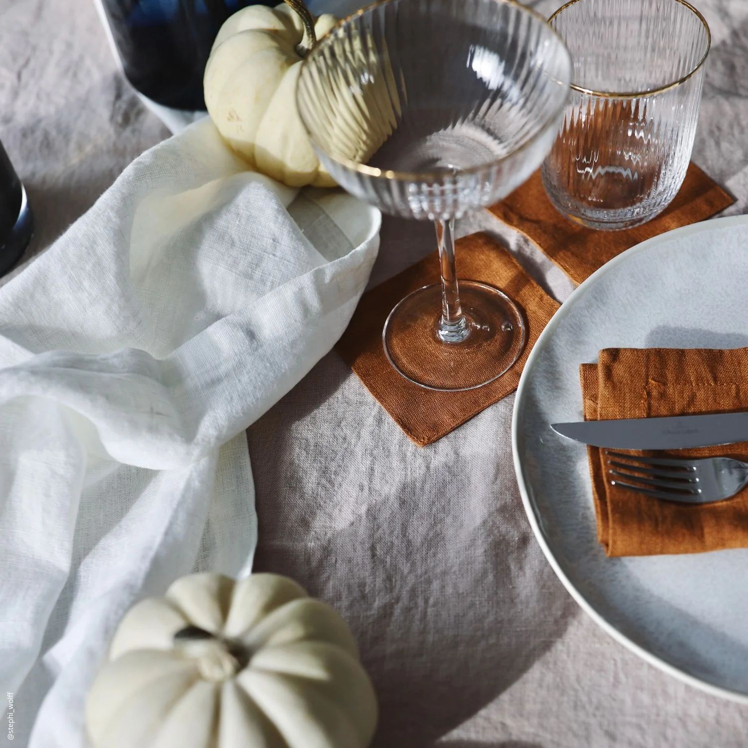 Ensemble de sous-verres 100% lin en noisette 6" X 6"