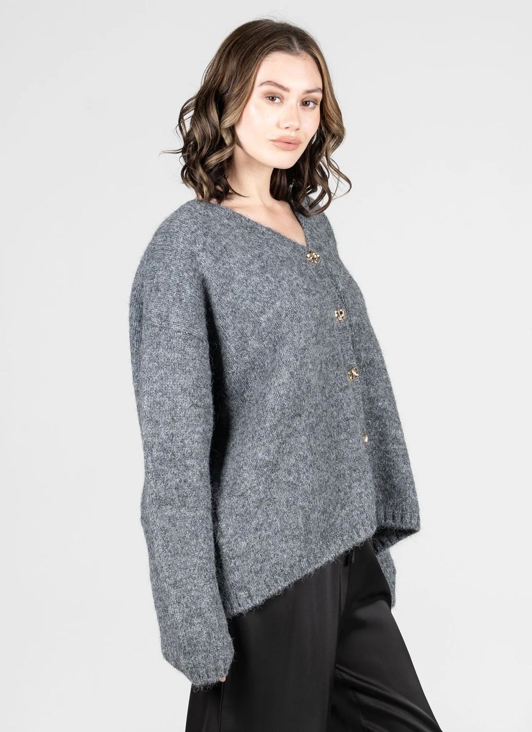 Cardigan "oversize" - Gris - Taille unique