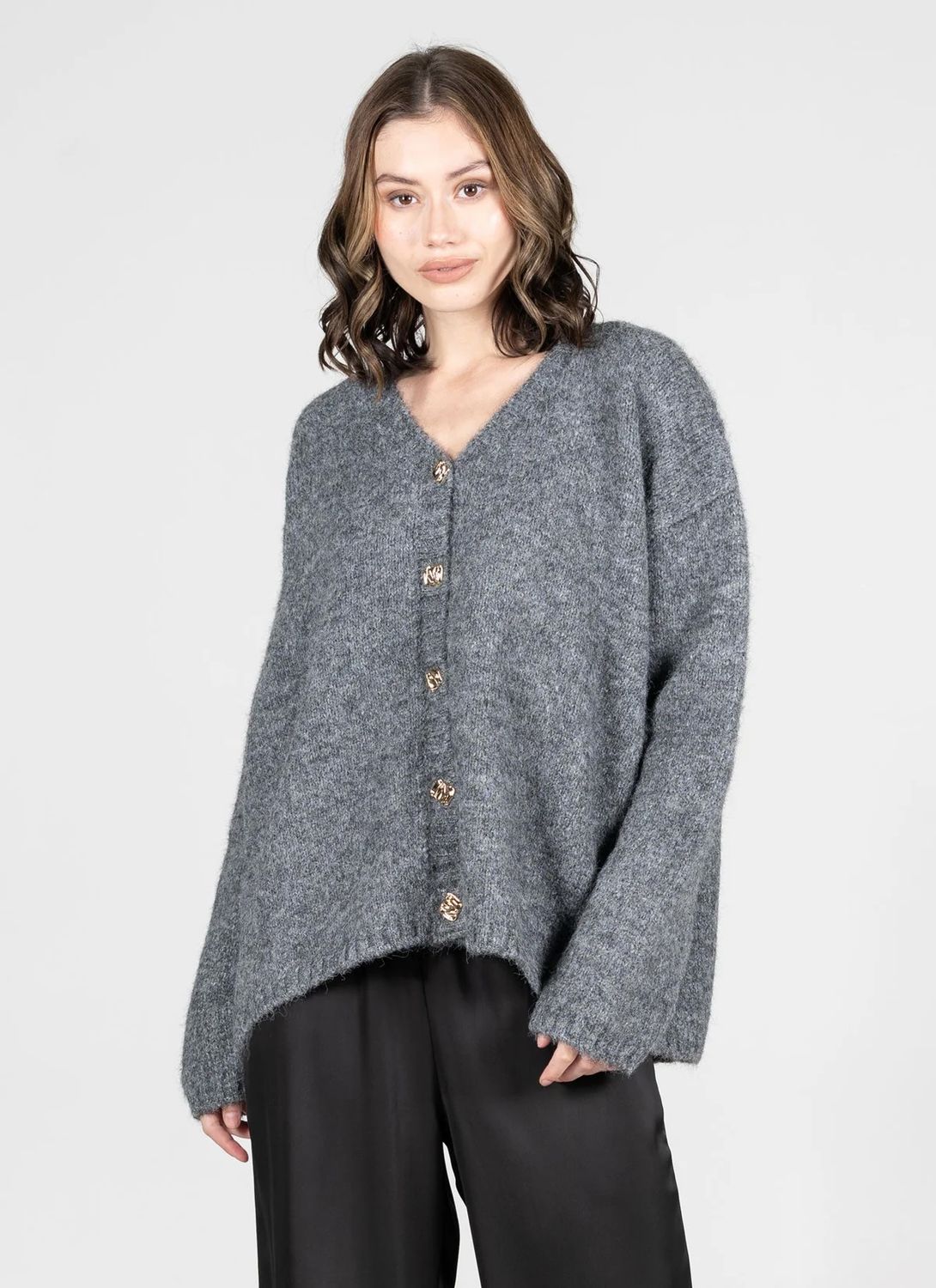 Cardigan "oversize" - Gris - Taille unique