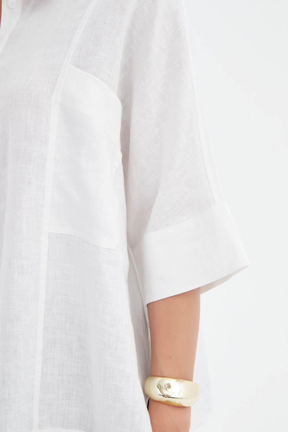 Blouse à coupe large en 100 % lin français - blanc