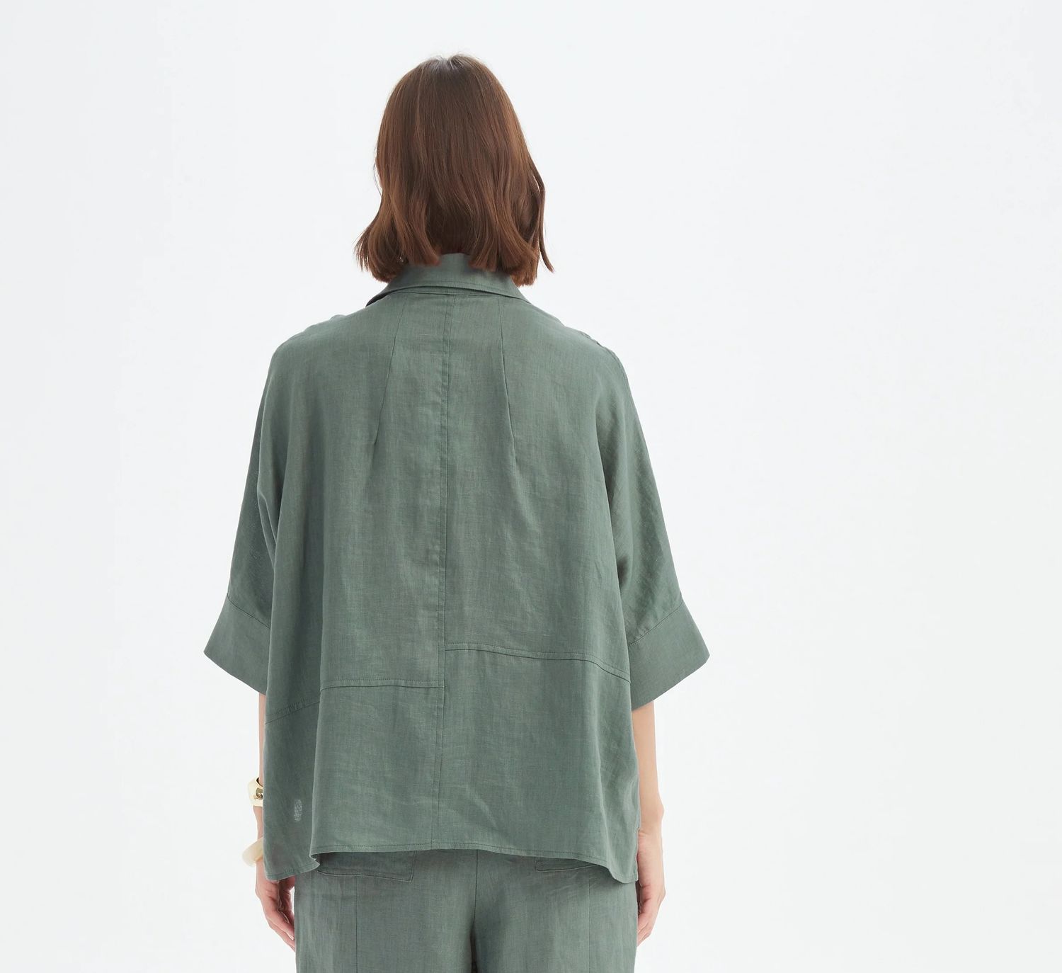 Blouse à coupe large en 100 % lin français - petrol