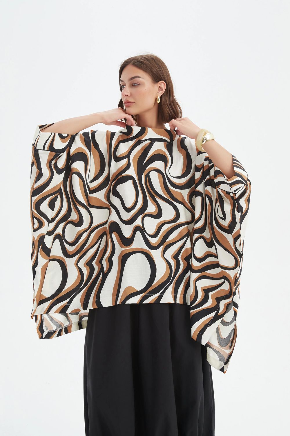 Tunique imprimée avec encolure structurée - chartreuse vert