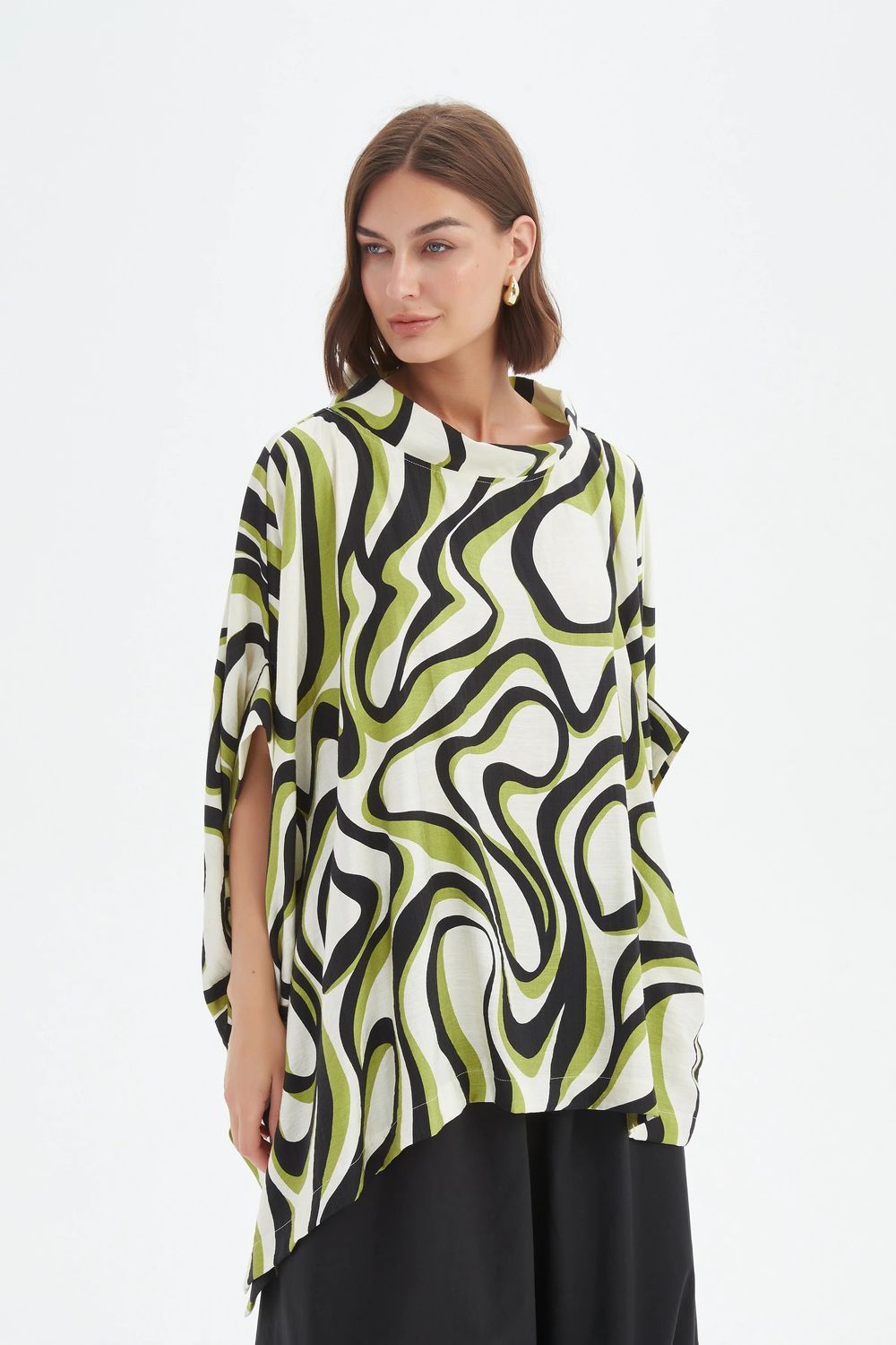 Tunique imprimée avec encolure structurée - chartreuse vert