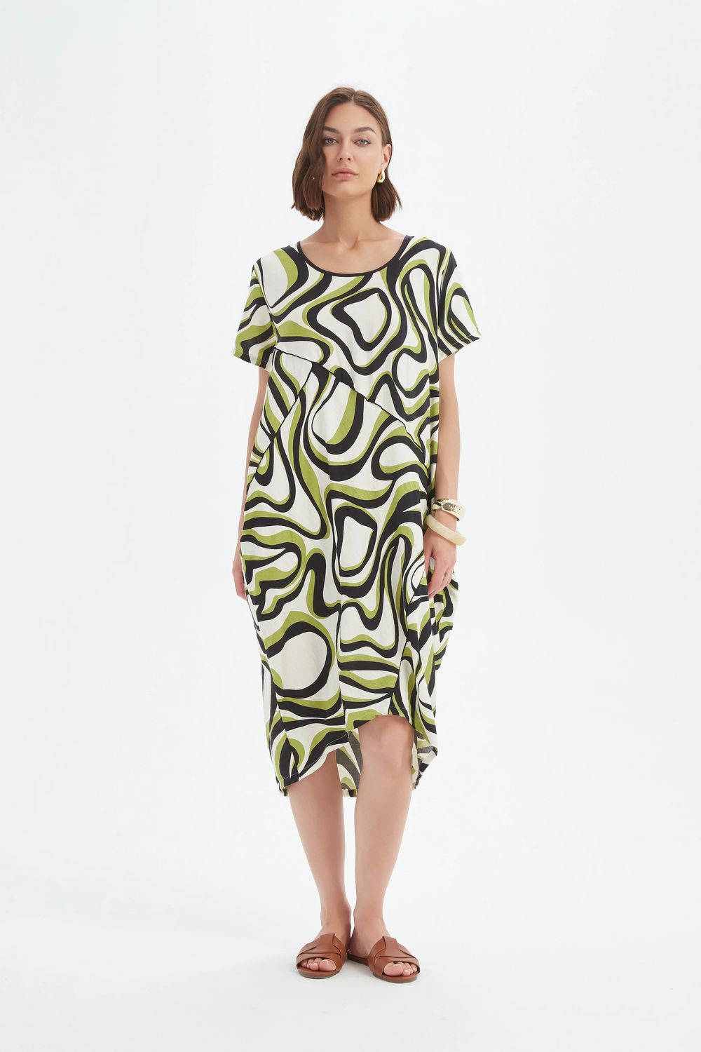 Robe imprimée à panneaux - chartreuse vert