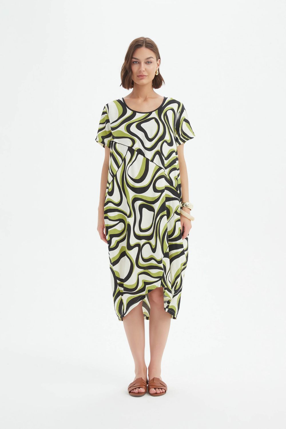 Robe imprimée à panneaux - chartreuse vert