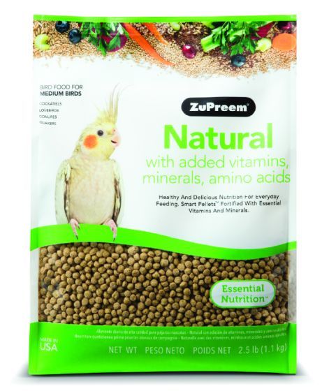 ZuPreem &quot;Natural&quot; Food For Cockatiel, Lovebirds &amp; Medium Birds 2.5lbs (Cs=12)