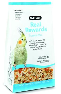 ZuPreem &quot;Real Rewards Tropical Mix&quot; Fruit &amp; Nut Treats For Medium Birds 6oz (Cs=12)