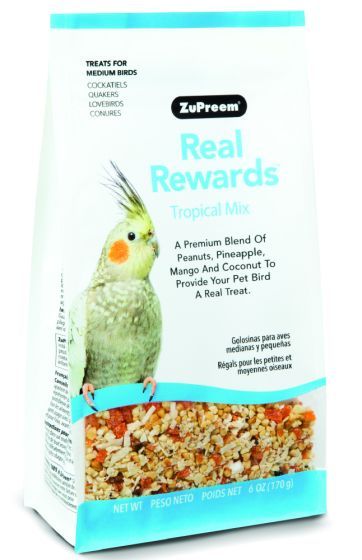 ZuPreem &quot;Real Rewards Tropical Mix&quot; Fruit &amp; Nut Treats For Medium Birds 6oz (Cs=12)