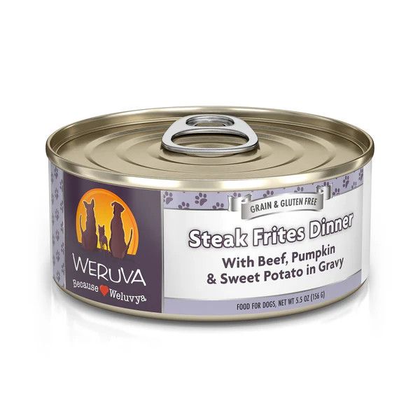 Weruva Steak Frites Beef, Pumpkin and Sweet Potato in Gravy Canned Dog Food 5.5 oz