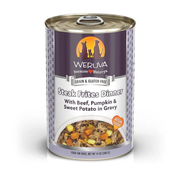 Weruva Steak Frites Beef, Pumpkin and Sweet Potato in Gravy Canned Dog Food 14 oz