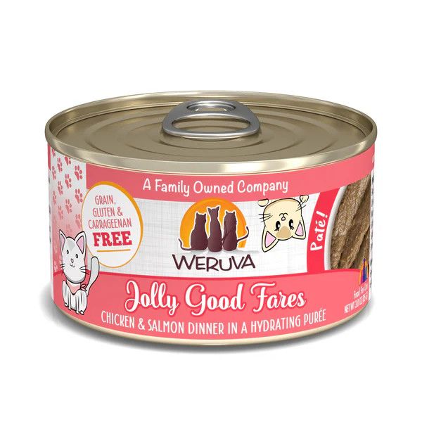 Weruva Jolly Good Fares Chicken and Salmon Pate Canned Cat Food 3 oz
